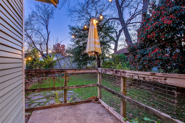 view of yard at dusk