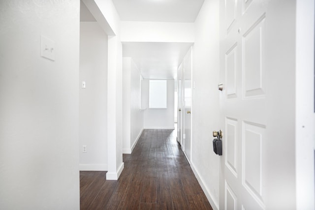 hallway featuring dark hardwood / wood-style flooring