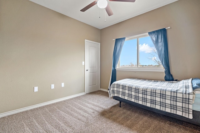 bedroom with carpet flooring and ceiling fan