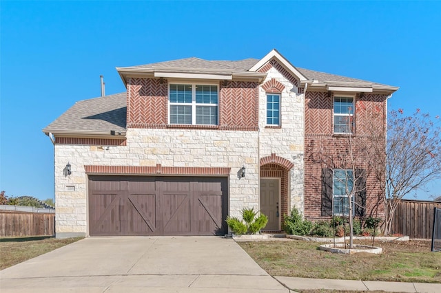 view of front of house with a garage