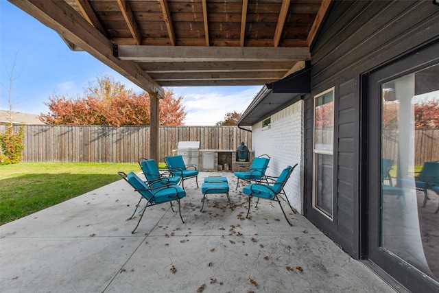 view of patio / terrace featuring an outdoor kitchen