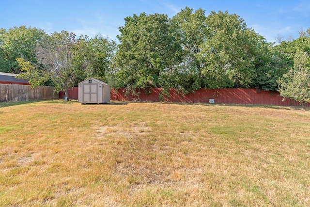 view of yard with a shed