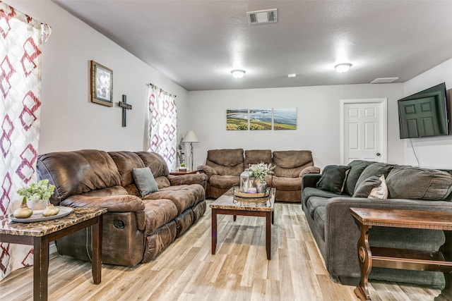 living room featuring light hardwood / wood-style floors