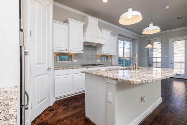 kitchen featuring white cabinetry, sink, and dark wood-type flooring