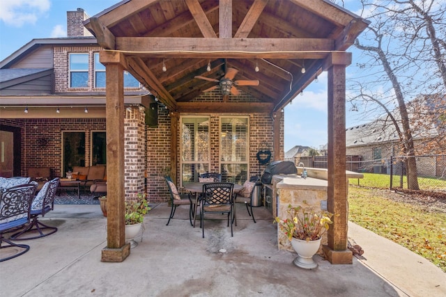 view of patio / terrace featuring outdoor lounge area and ceiling fan