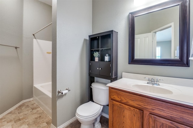 full bathroom with vanity, toilet, and tub / shower combination