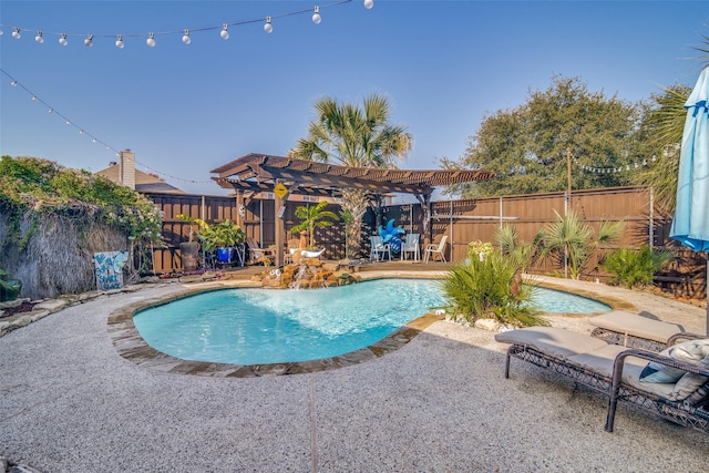 view of pool with a pergola and a patio area