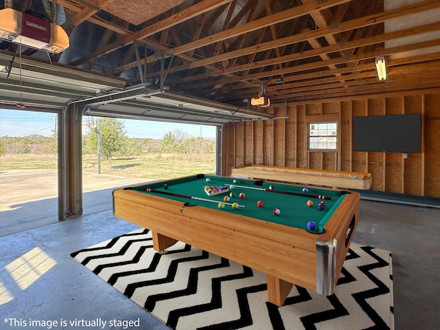 rec room featuring concrete floors and billiards