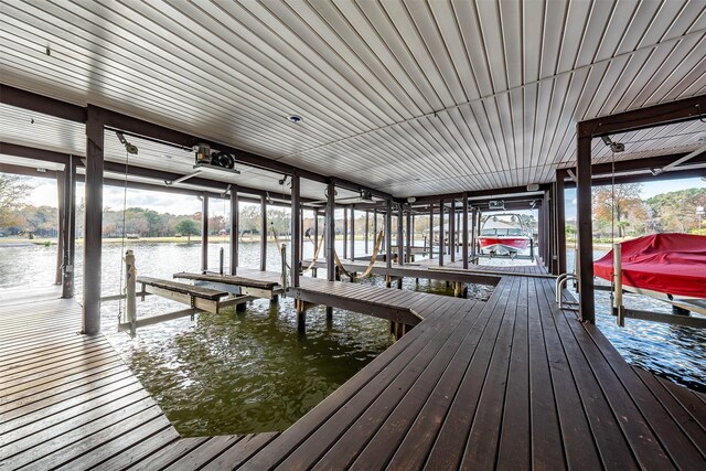 view of dock featuring a water view