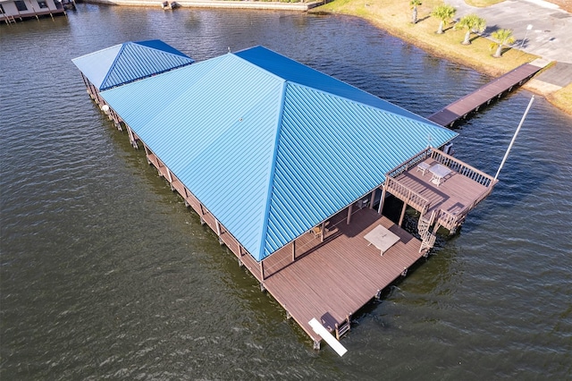 dock area featuring a water view