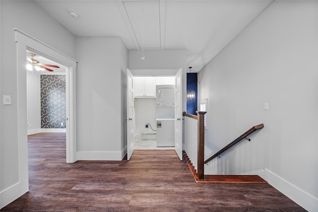 hall with dark hardwood / wood-style flooring