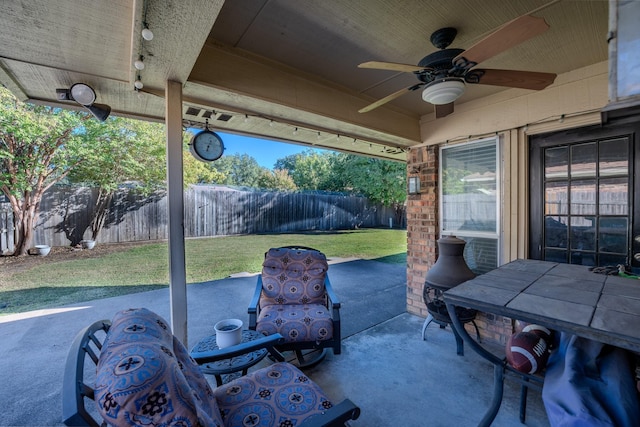 view of patio with ceiling fan