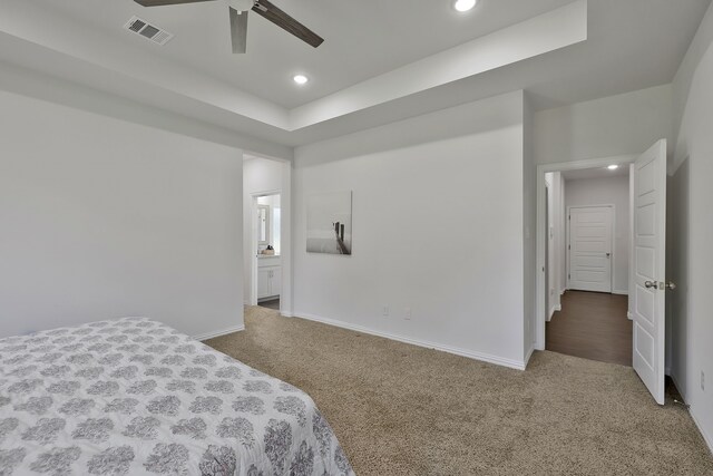 bedroom featuring carpet flooring and ceiling fan