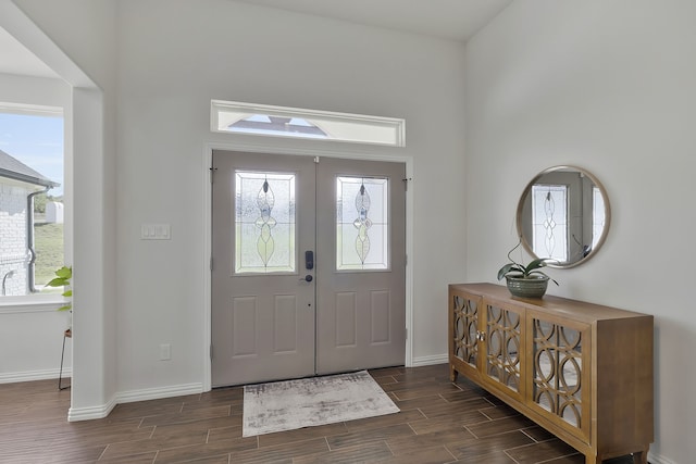 entryway featuring dark hardwood / wood-style flooring and plenty of natural light