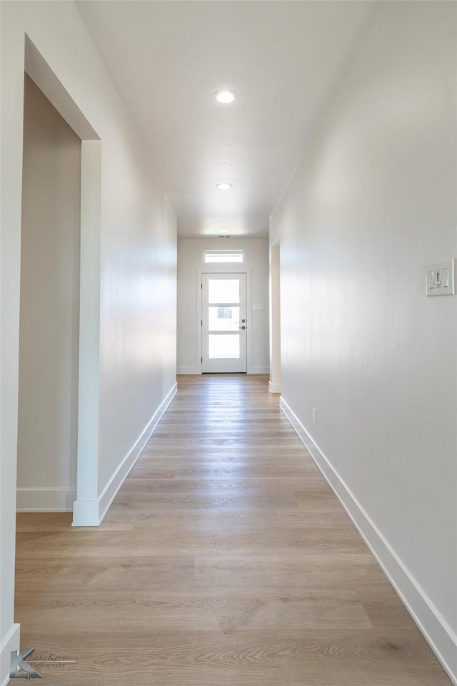 hall featuring light hardwood / wood-style flooring