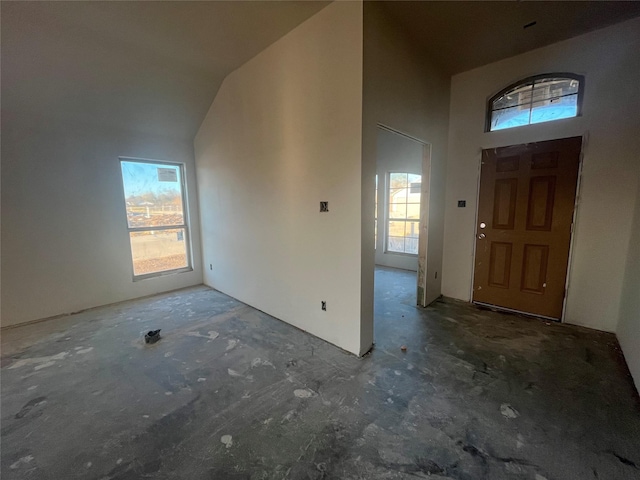 foyer featuring high vaulted ceiling and plenty of natural light