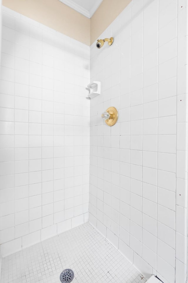 bathroom featuring a tile shower