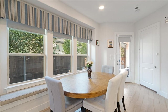 dining room with light hardwood / wood-style floors