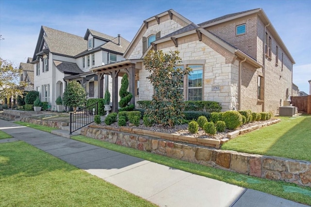 view of front of property with a front lawn