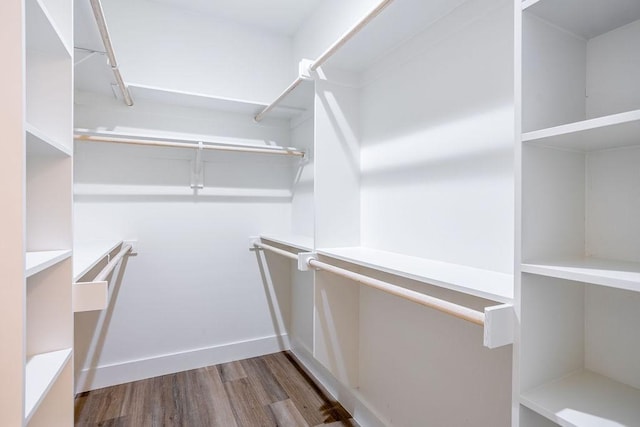 spacious closet with light hardwood / wood-style flooring