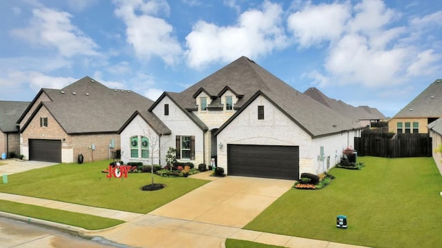 french provincial home with a front yard