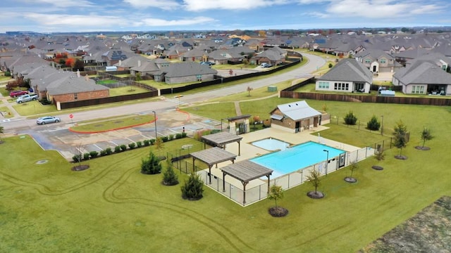 drone / aerial view featuring a residential view