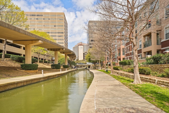 view of property's community with a water view