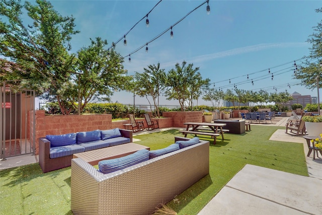 view of patio with an outdoor living space