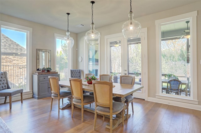 dining area featuring light hardwood / wood-style flooring