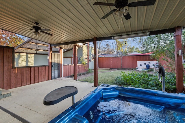 view of patio with ceiling fan