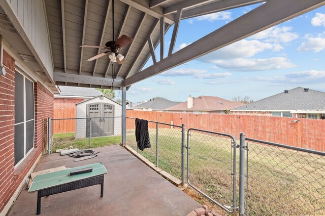 view of patio / terrace featuring ceiling fan