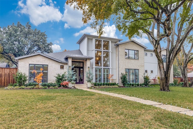 view of front of property with a front lawn