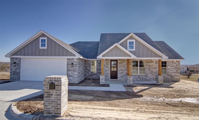 craftsman-style house featuring a garage and a porch