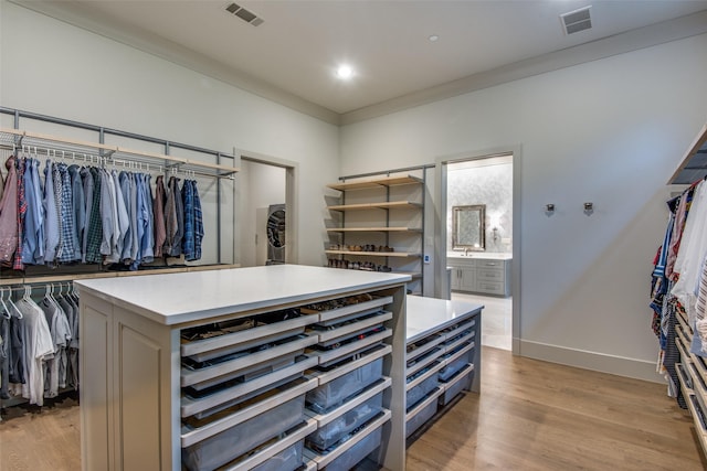 spacious closet with light wood-type flooring