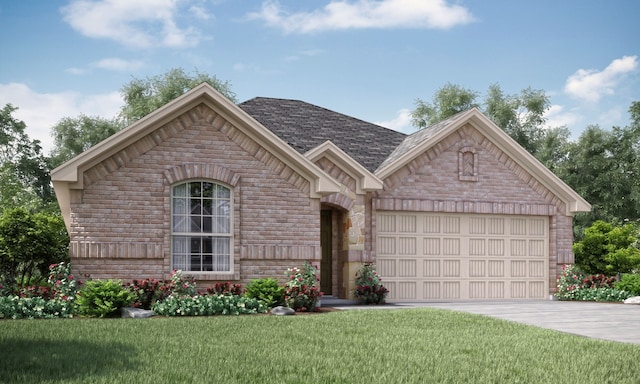 view of front of home featuring a front lawn