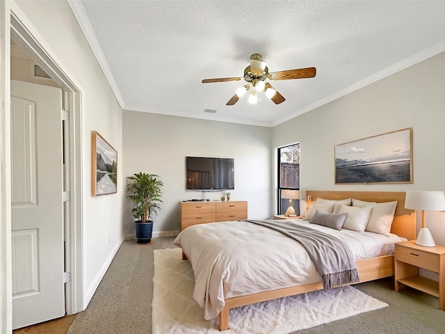 817 Foxridge Dr, Arlington, TX 76017 - carpeted bedroom featuring crown molding and ceiling fan
