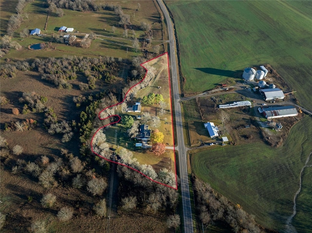 aerial view featuring a rural view