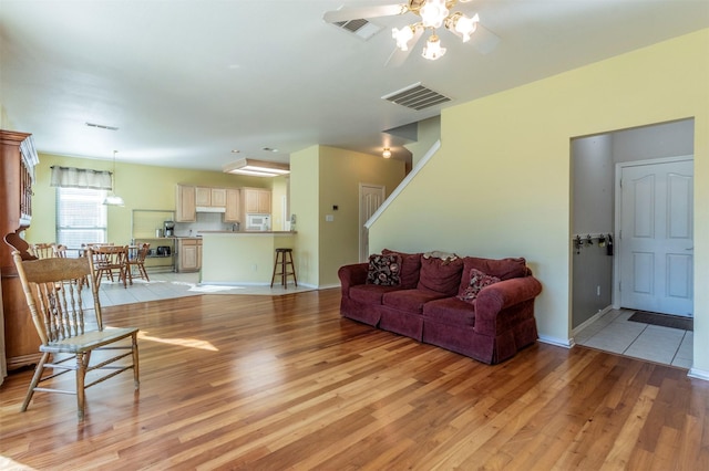 living room featuring light hardwood / wood-style floors