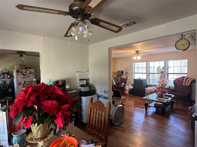 living room with dark wood-type flooring