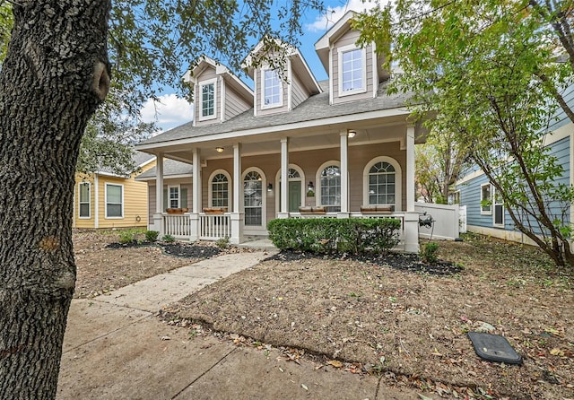 new england style home featuring covered porch