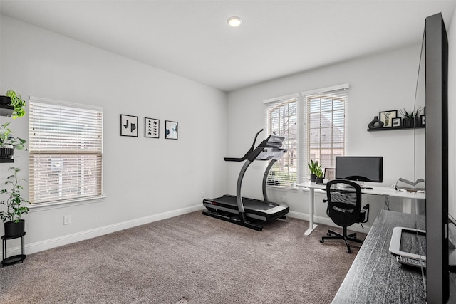 office area with carpet flooring