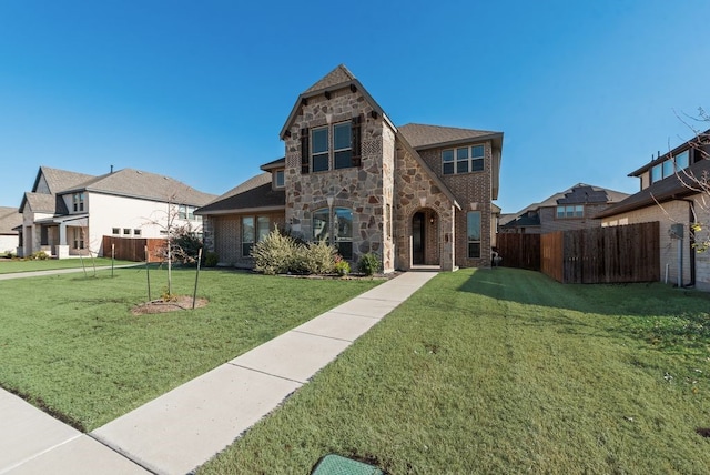 view of front of house featuring a front lawn