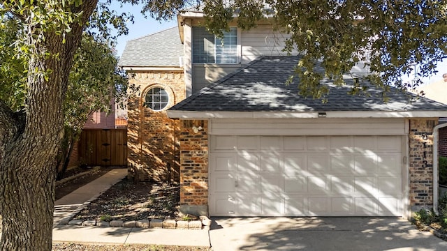 exterior space with a garage