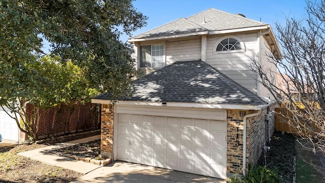 exterior space featuring a garage