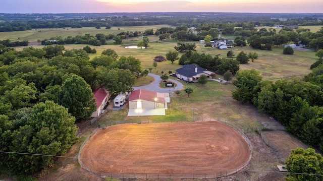 view of aerial view at dusk