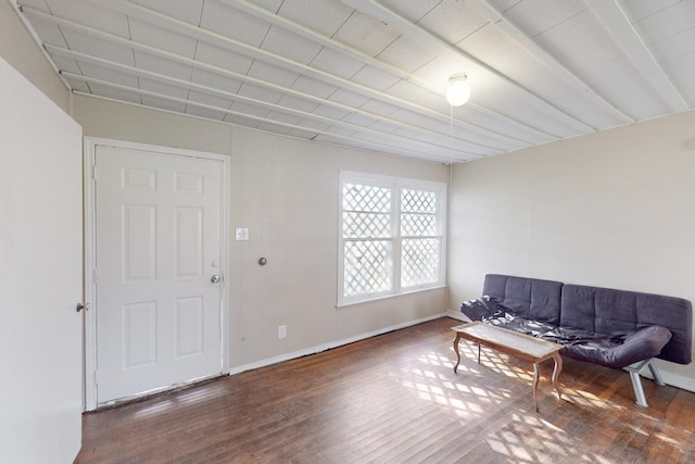 living area featuring dark wood-type flooring