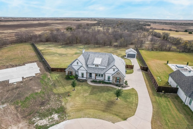 drone / aerial view featuring a rural view