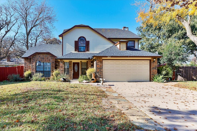 front of property featuring a garage and a front yard