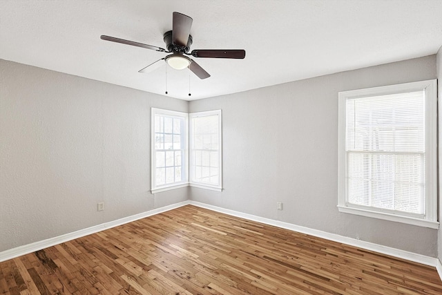 empty room featuring ceiling fan and wood-type flooring