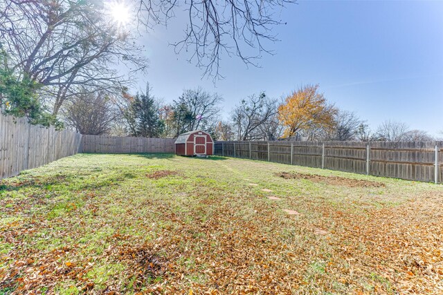 view of yard with a storage shed